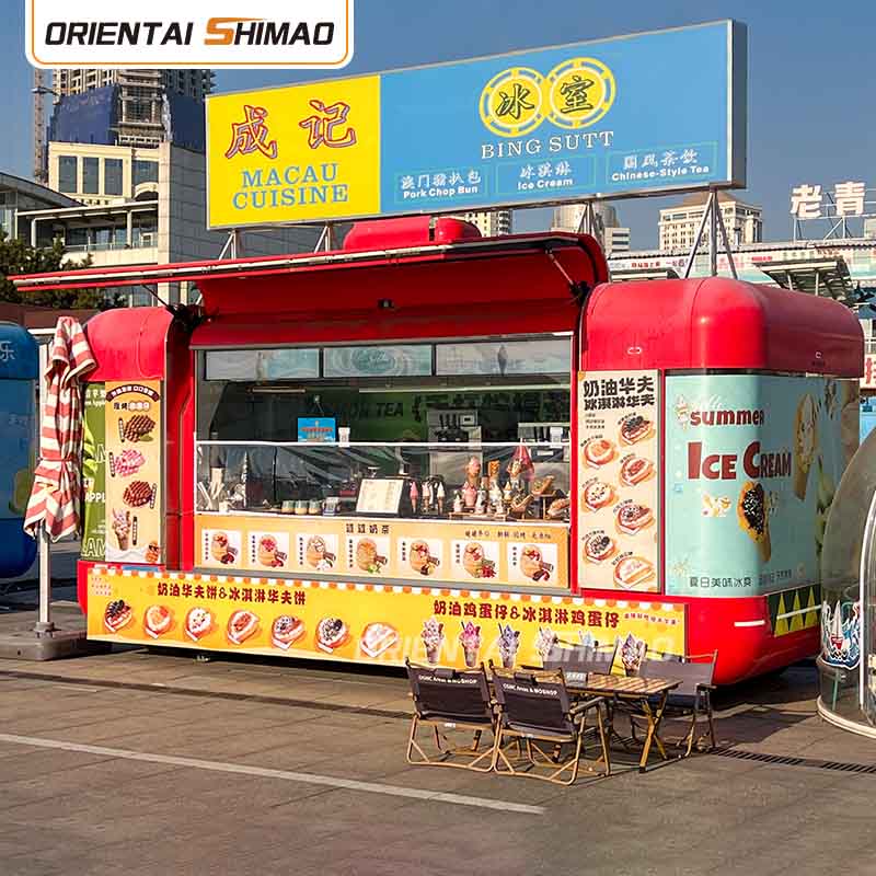 Coș pentru Desert Bucătărie mobilă Coș cu mâncare stradală Catering Remorcă alimentară Camion cu alimente