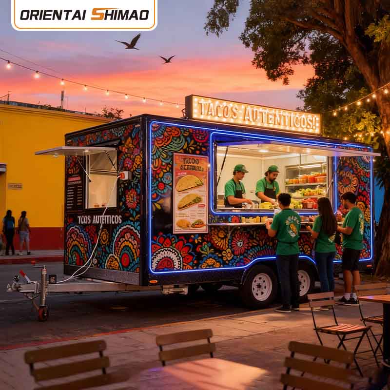 Remorcă mobilă pentru alimentație Cărucior pentru hot-dog cu mâncare stradală Remorcă alimentară complet echipată Camion cu alimente